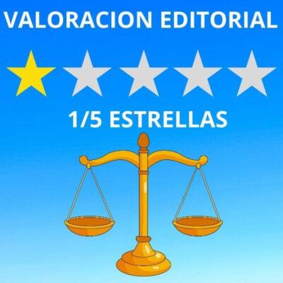 Gráfico de cinco estrellas donde solo una está resaltada, que representa la valoración editorial del Seguro Vida Mujer Banorte de 1 sobre 5.