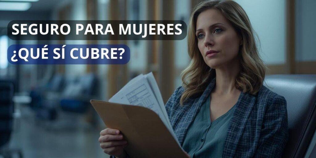 Mujer revisando documentos sobre Mujer Única AXA, seguro de vida para mujeres con coberturas y limitaciones