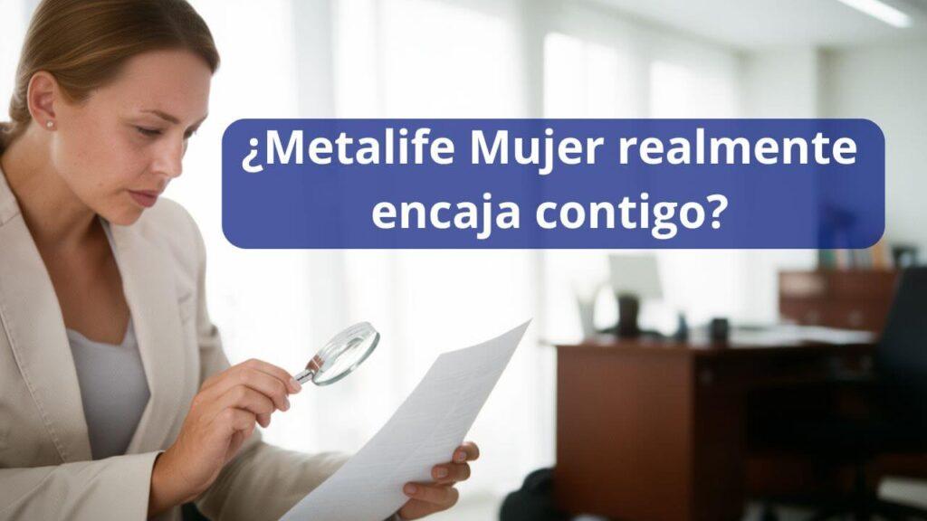 Mujer revisando un documento para entender cómo funciona Metalife Mujer de MetLife